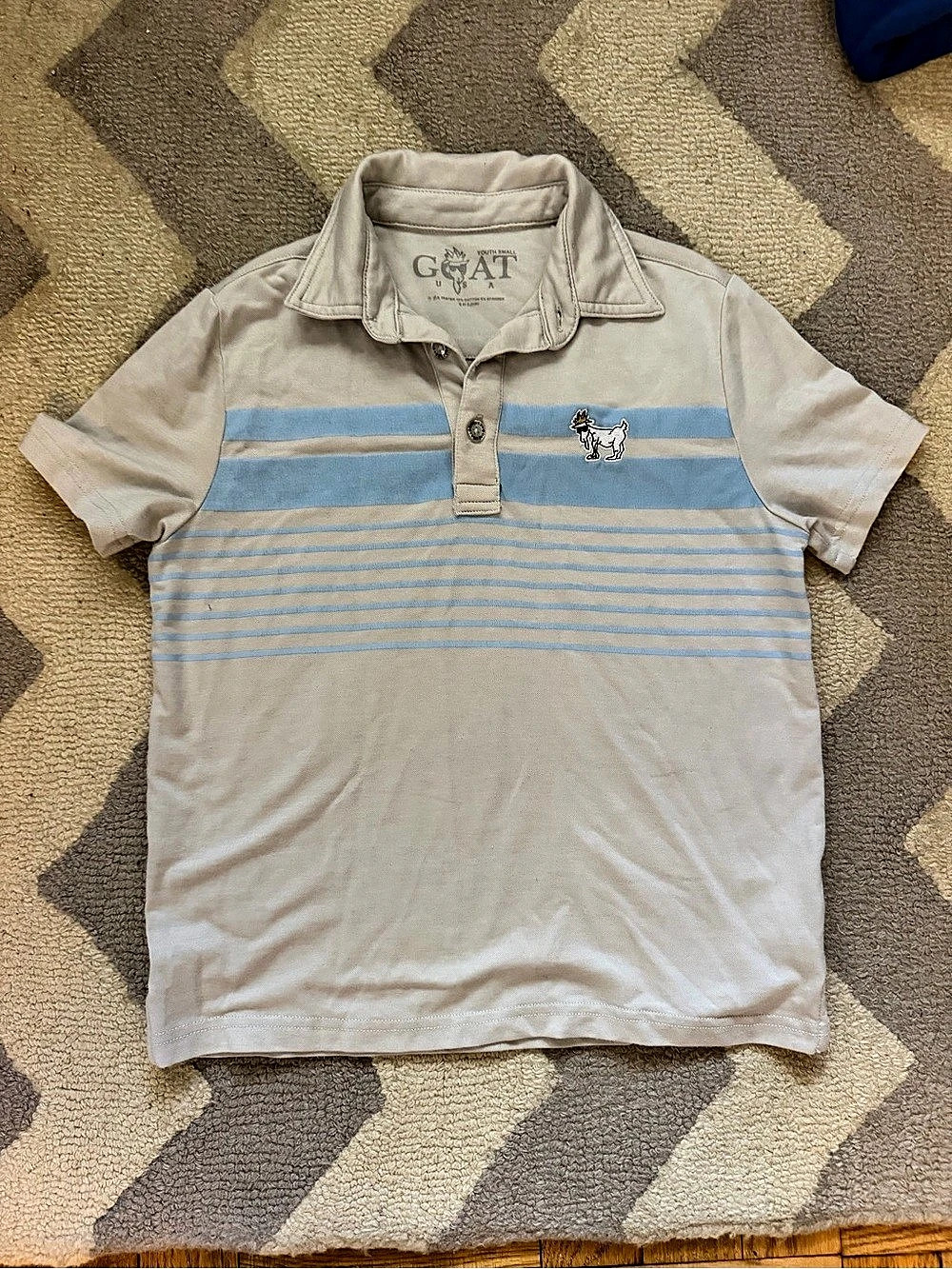 GOAT Striped Polo in GRAY & Blue